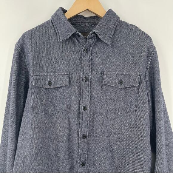SLATE & STONE Heavy Flannel Shirt Jacket Shacket Twill Dark Blue Medium NWOT - Picture 8 of 15
